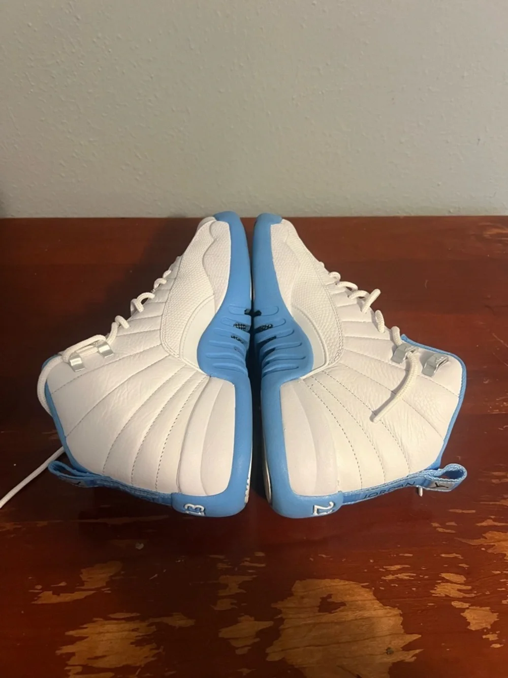 Jordan Men's Athletic Shoes White and Light Blue Retro 12 Melo Sz 7